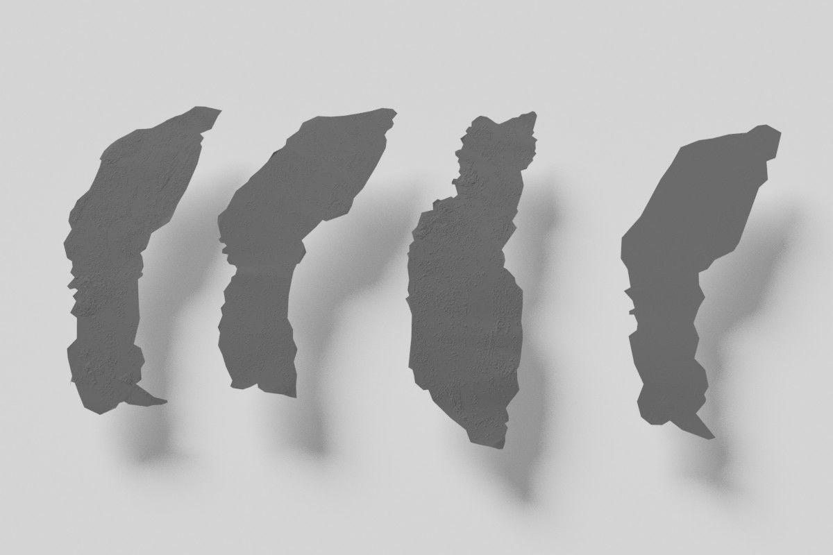 Bacon four strips of Low-poly 3D model_1