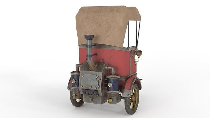 Steam Punk Taxi Low-poly 3D model 3