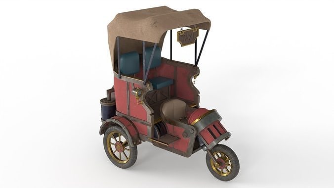 Steam Punk Taxi Low-poly 3D model 2