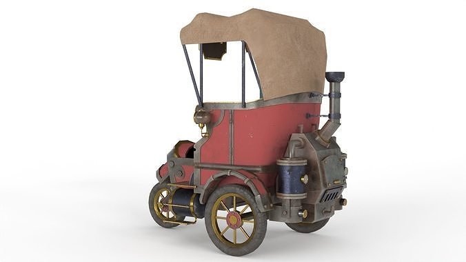 Steam Punk Taxi Low-poly 3D model 4