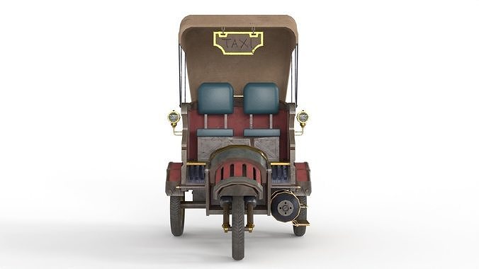 Steam Punk Taxi Low-poly 3D model 6