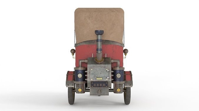 Steam Punk Taxi Low-poly 3D model 7
