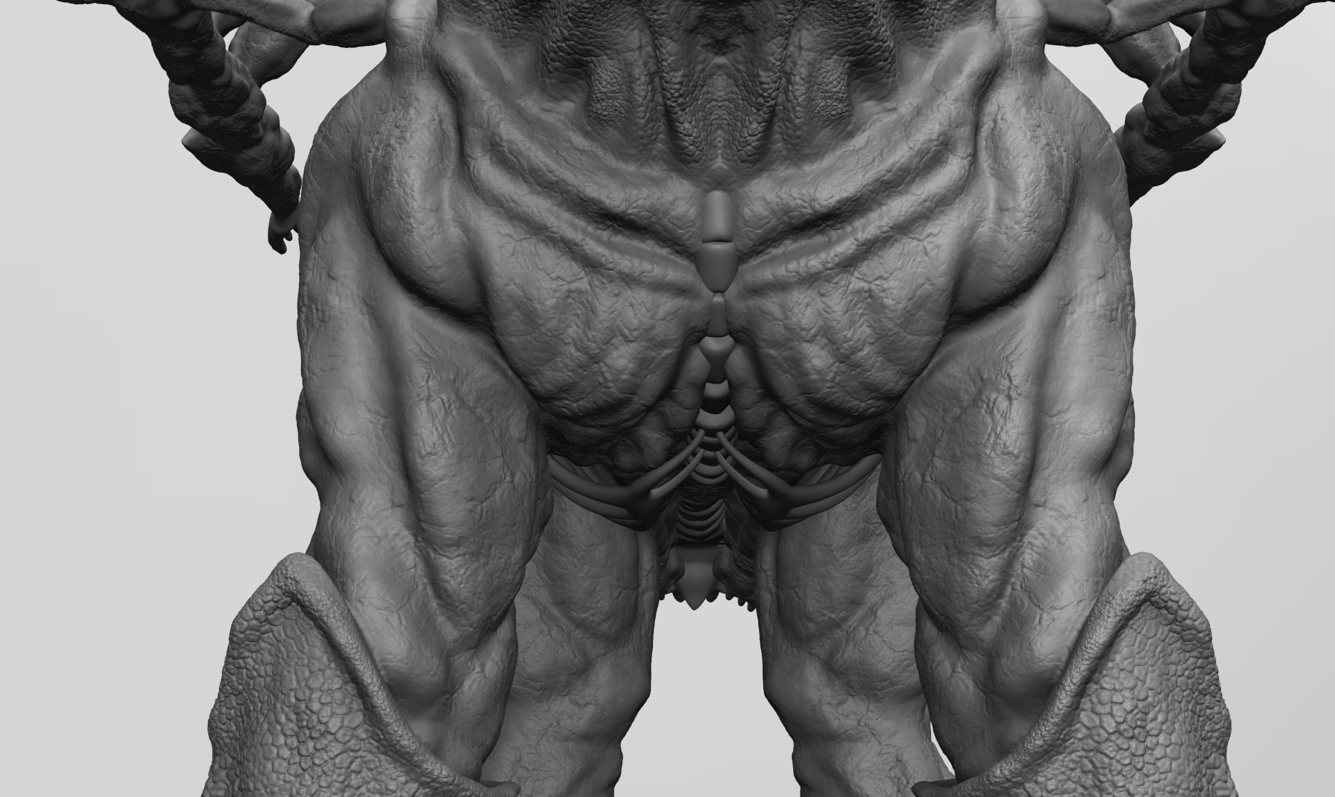 Creature multiple hands 3D model_9