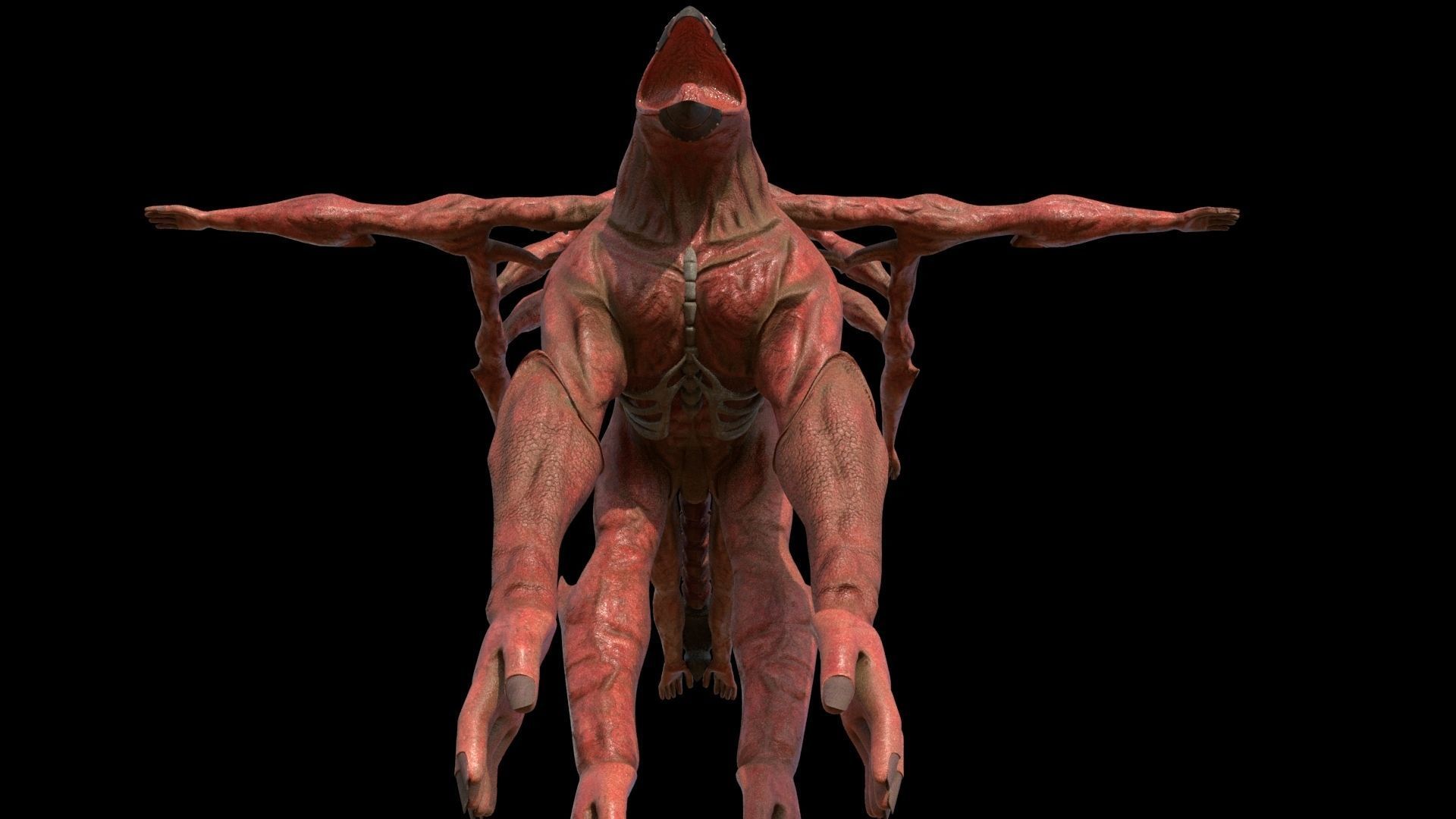 Creature multiple hands 3D model_2