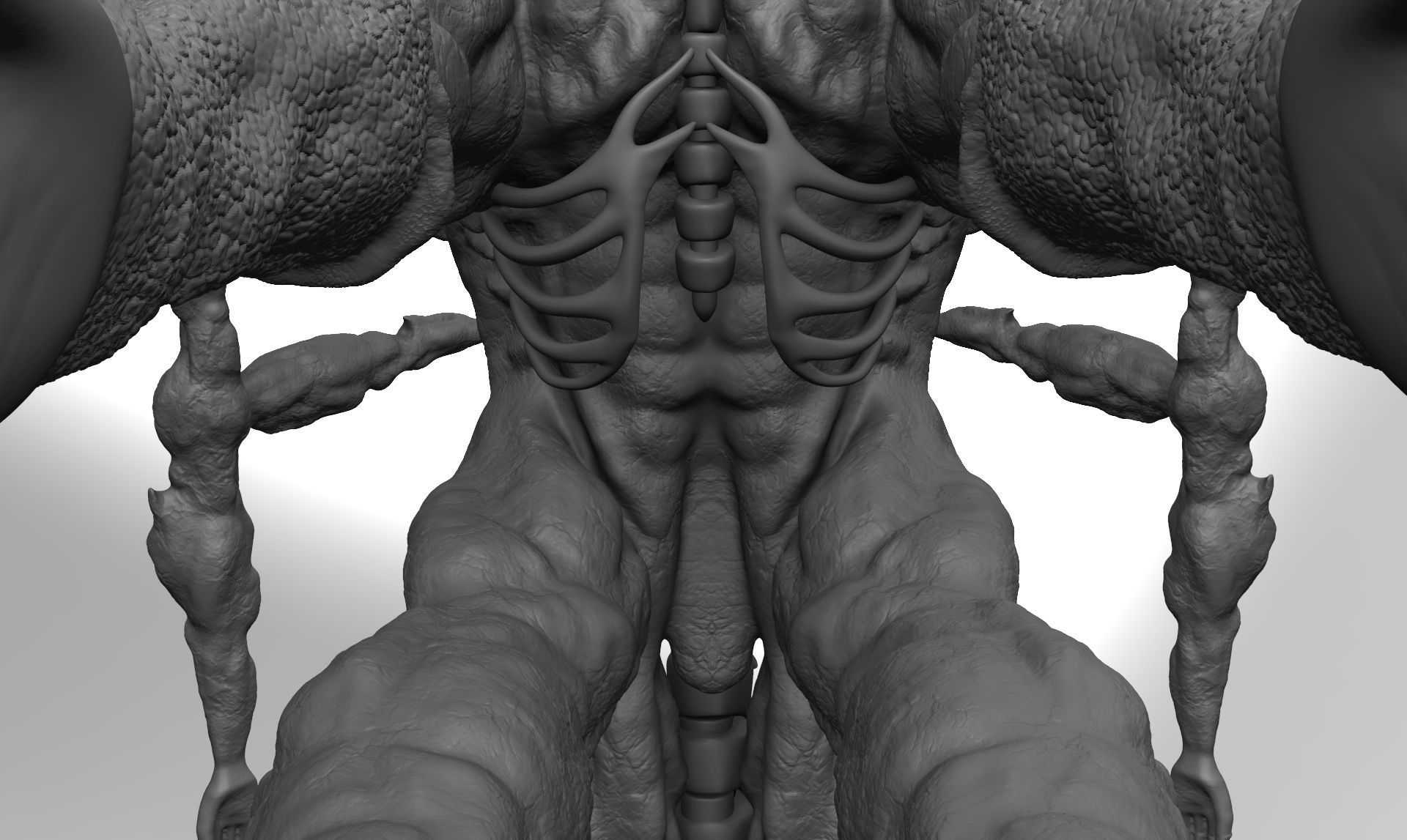 Creature multiple hands 3D model_7