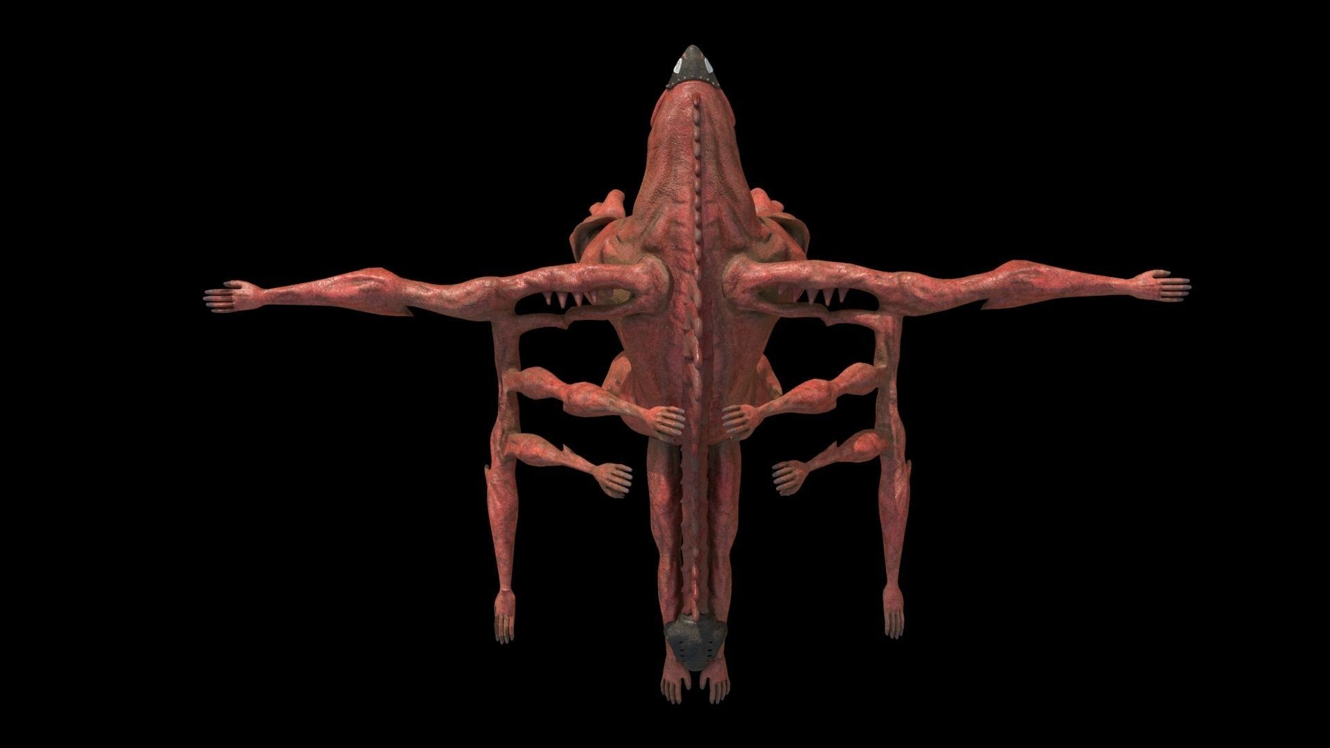 Creature multiple hands 3D model_3