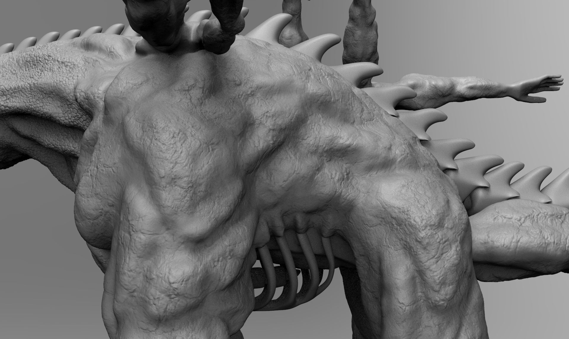Creature multiple hands 3D model_8