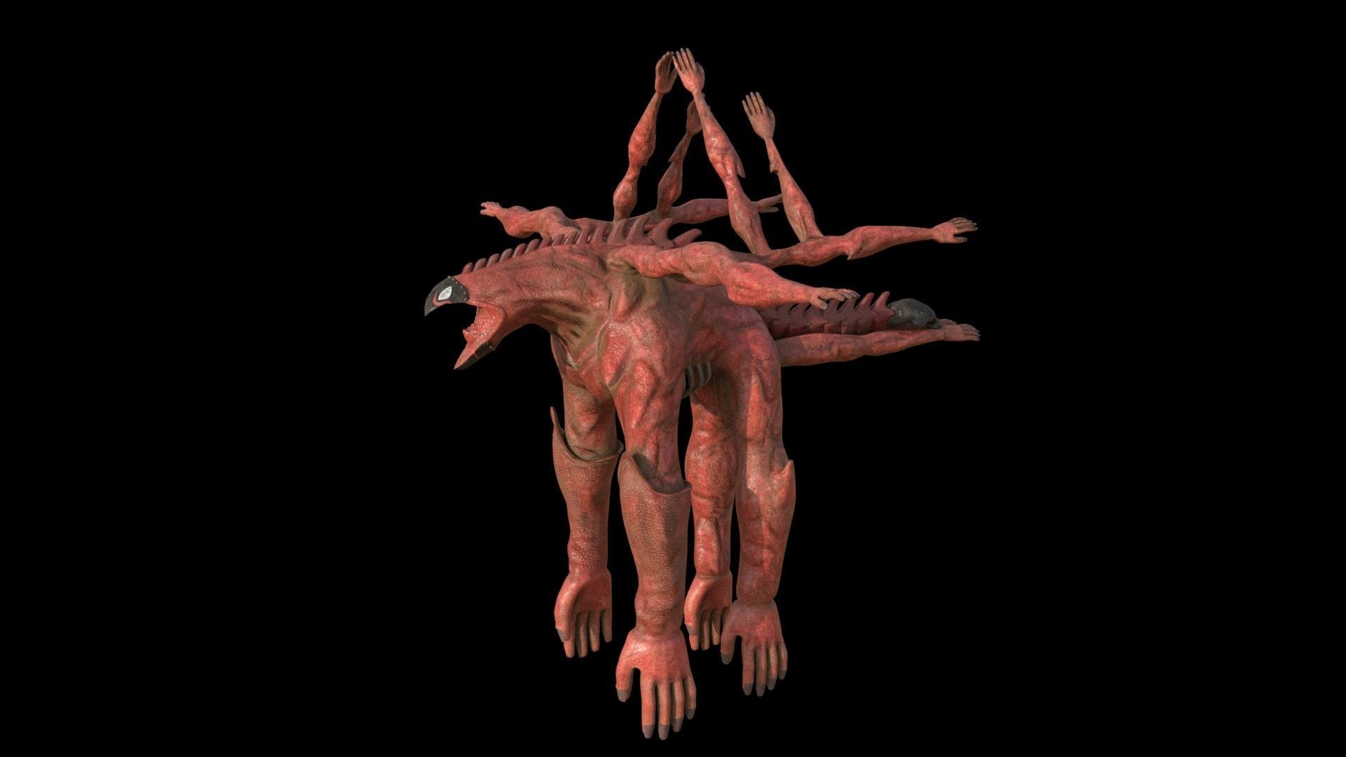 Creature multiple hands 3D model_1