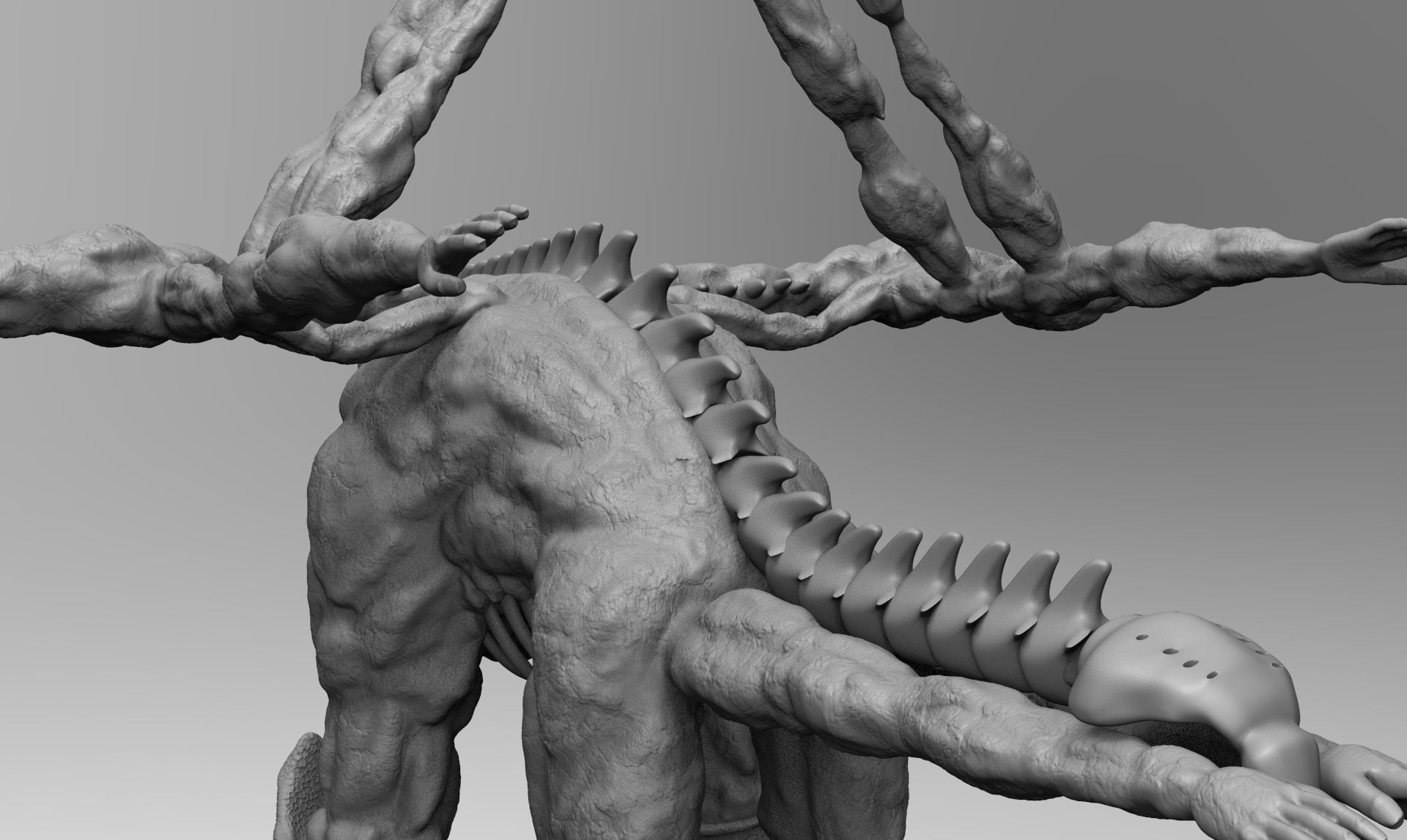 Creature multiple hands 3D model_6