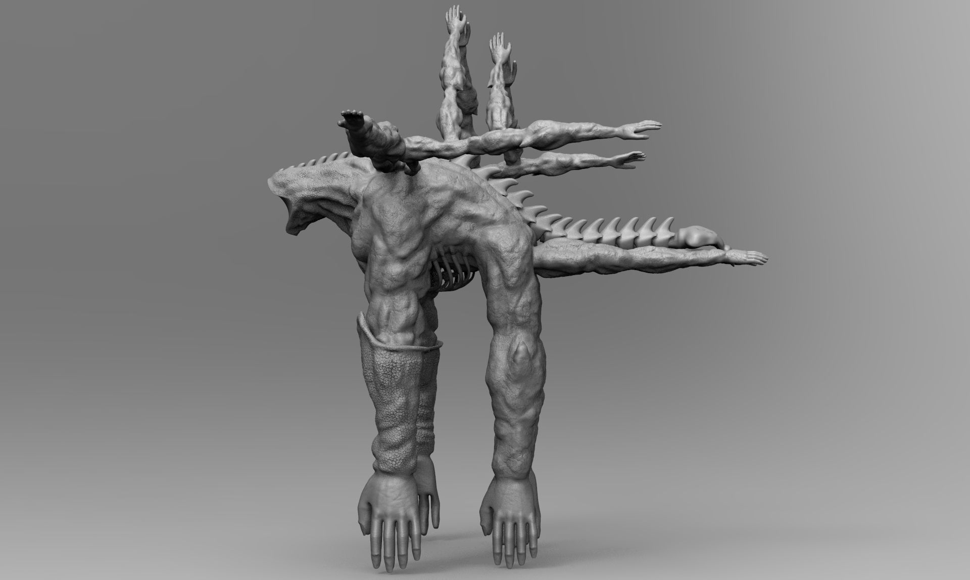 Creature multiple hands 3D model_5