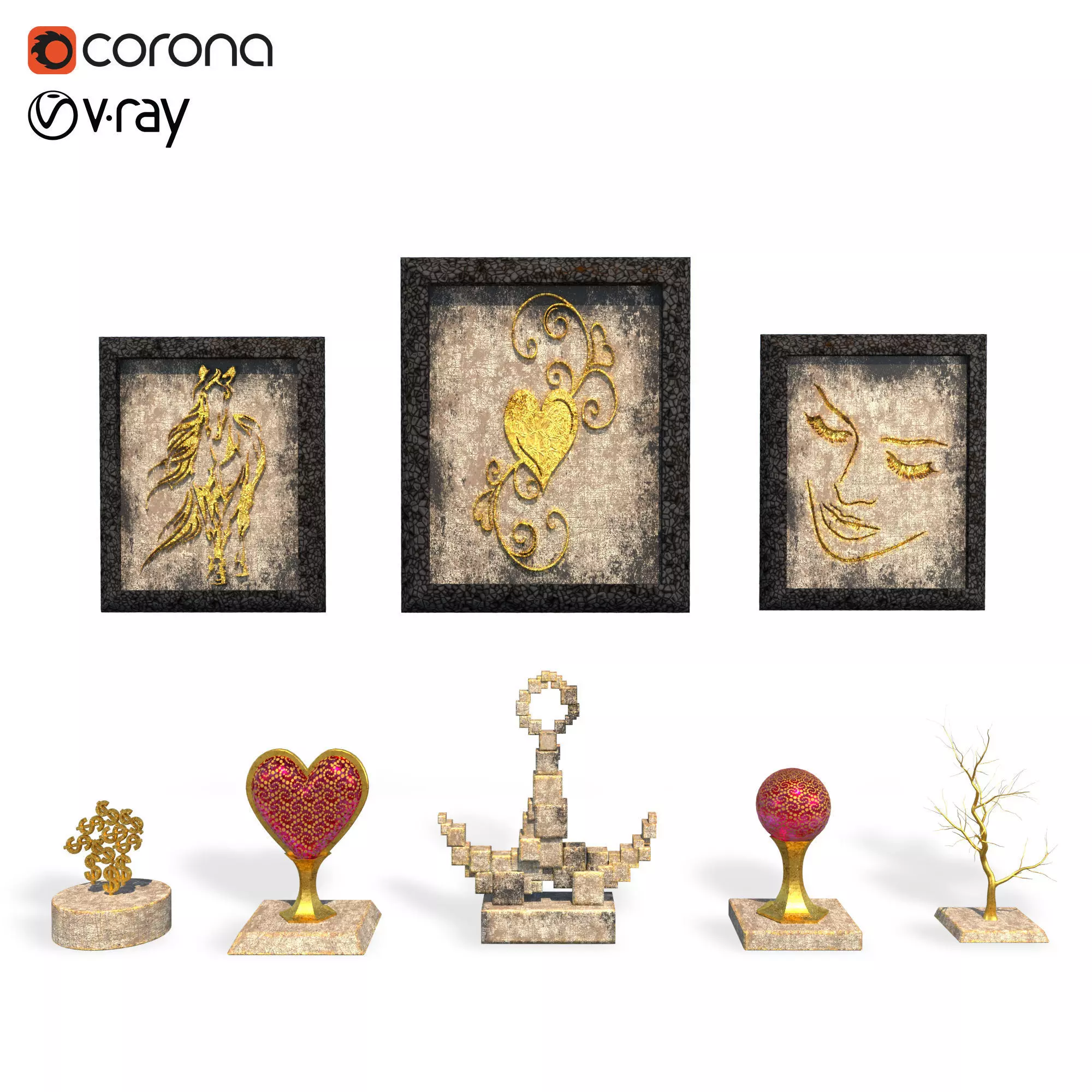 Decorative set vol 2 Free 3D model_0