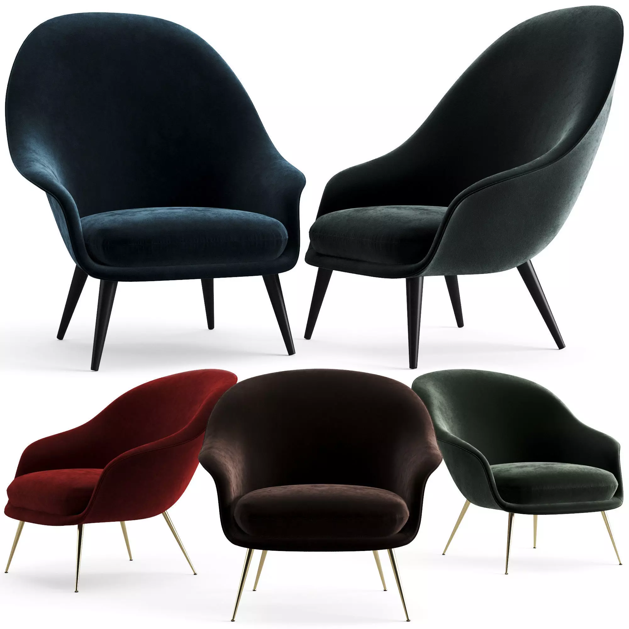 Gubi Bat Lounge Chairs 3D model