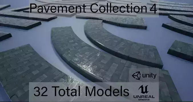 Lowpoly Modular PBR Pavements 4 Low-poly 3D model
