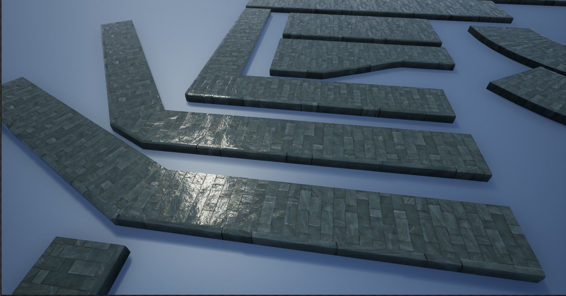 Lowpoly Modular PBR Pavements 4 Low-poly 3D model_7