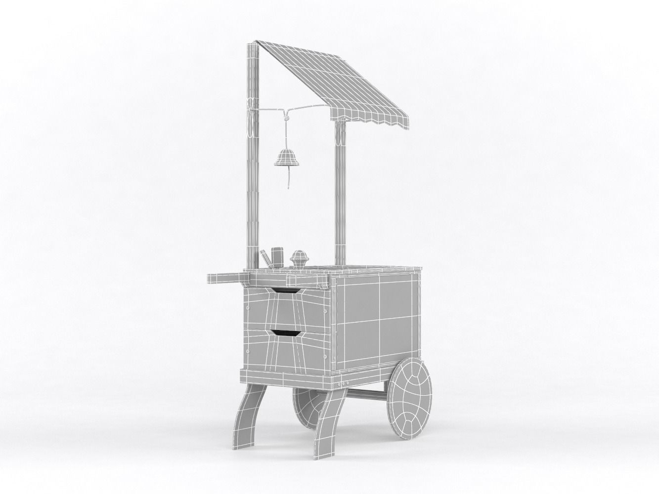 Sweets Food Cart 3D model_9