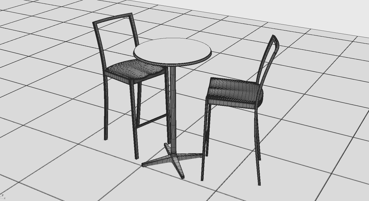 Street cafe or bar furniture set 3D model_16