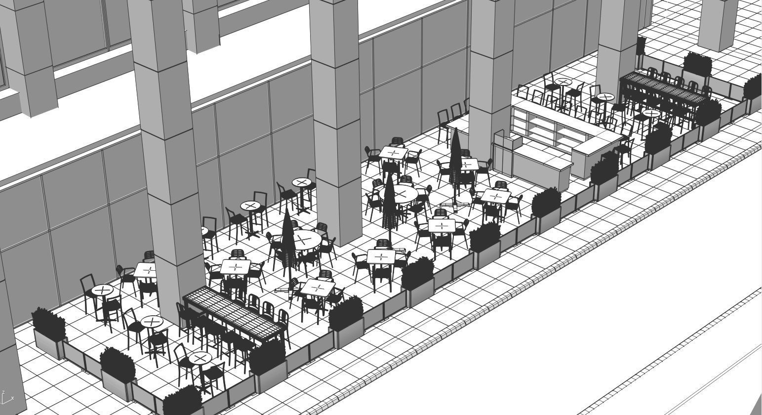 Street cafe or bar furniture set 3D model_20