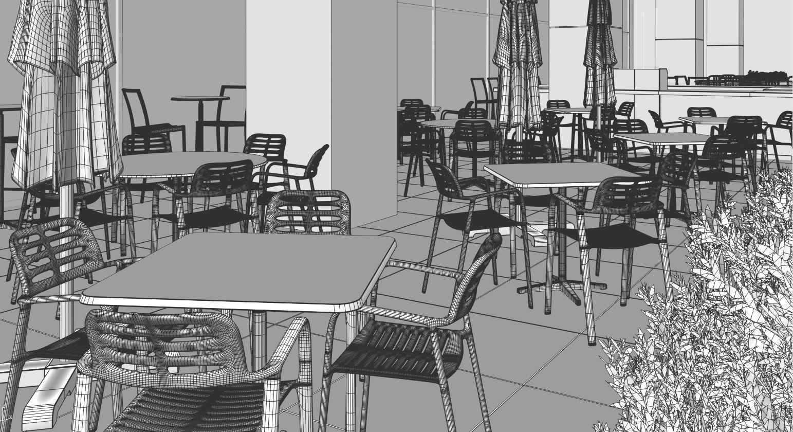 Street cafe or bar furniture set 3D model_21