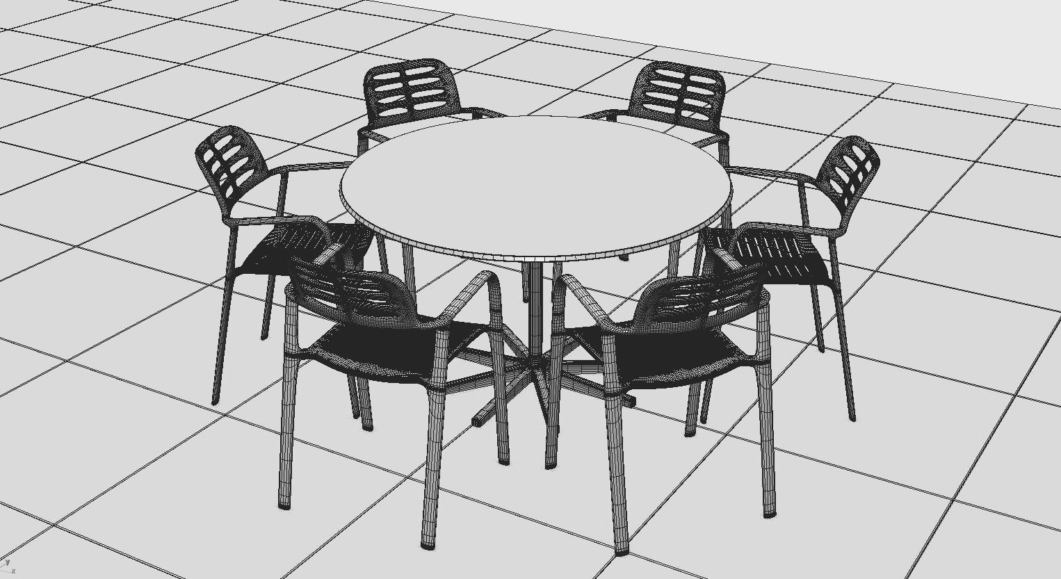 Street cafe or bar furniture set 3D model_17