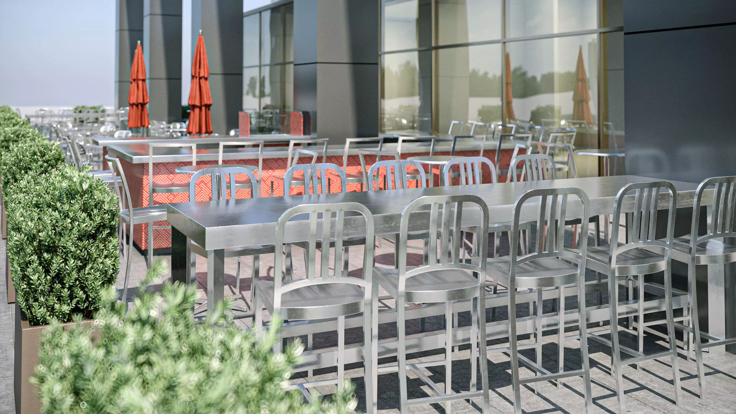 Street cafe or bar furniture set 3D model_0