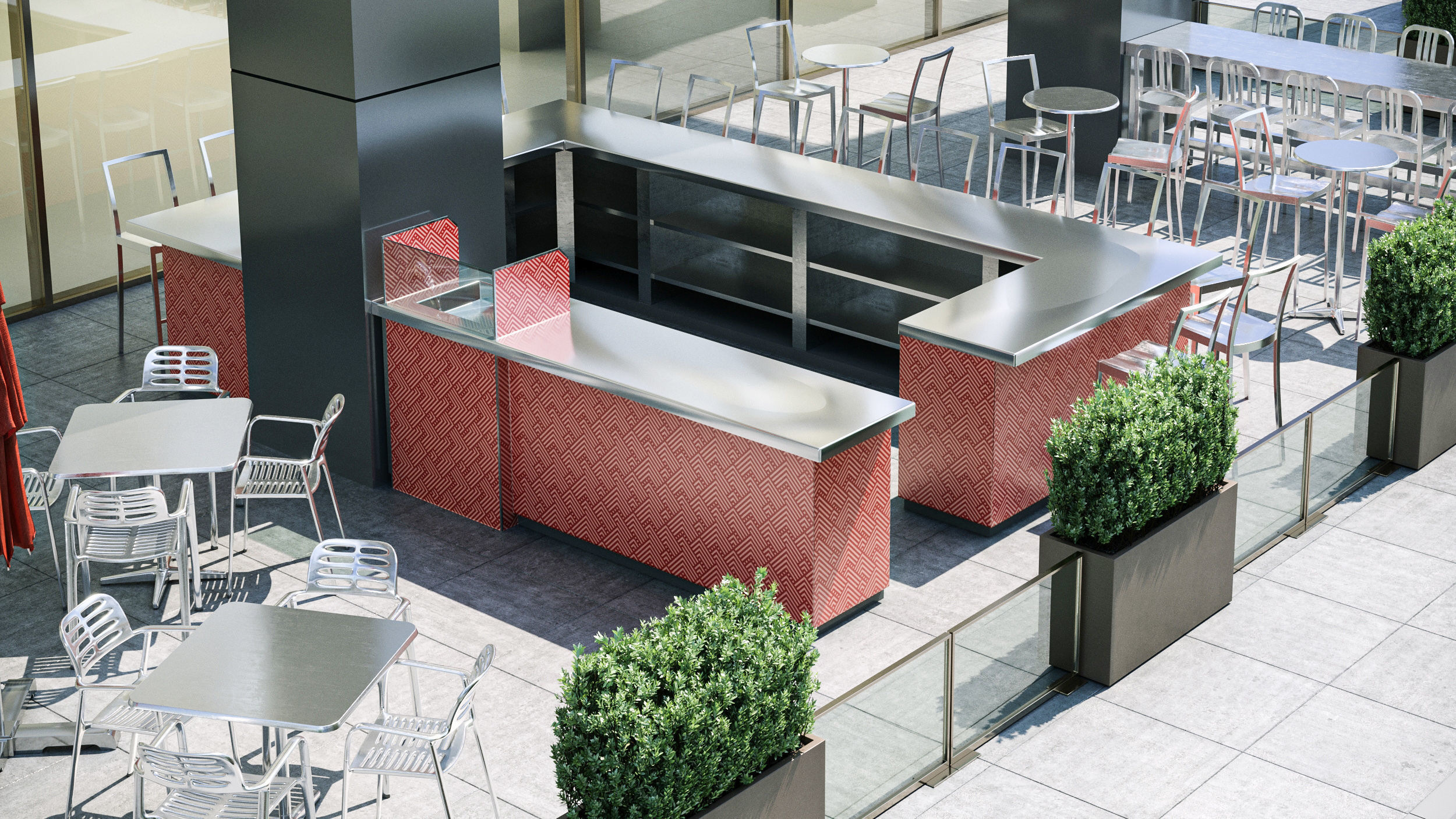Street cafe or bar furniture set 3D model_5