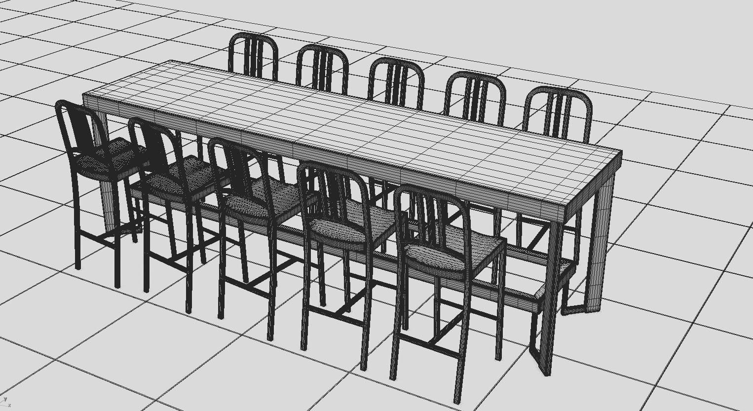 Street cafe or bar furniture set 3D model_18