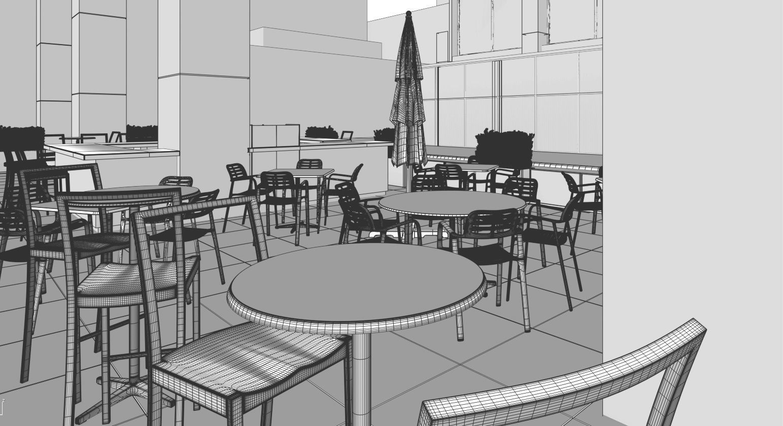 Street cafe or bar furniture set 3D model_19