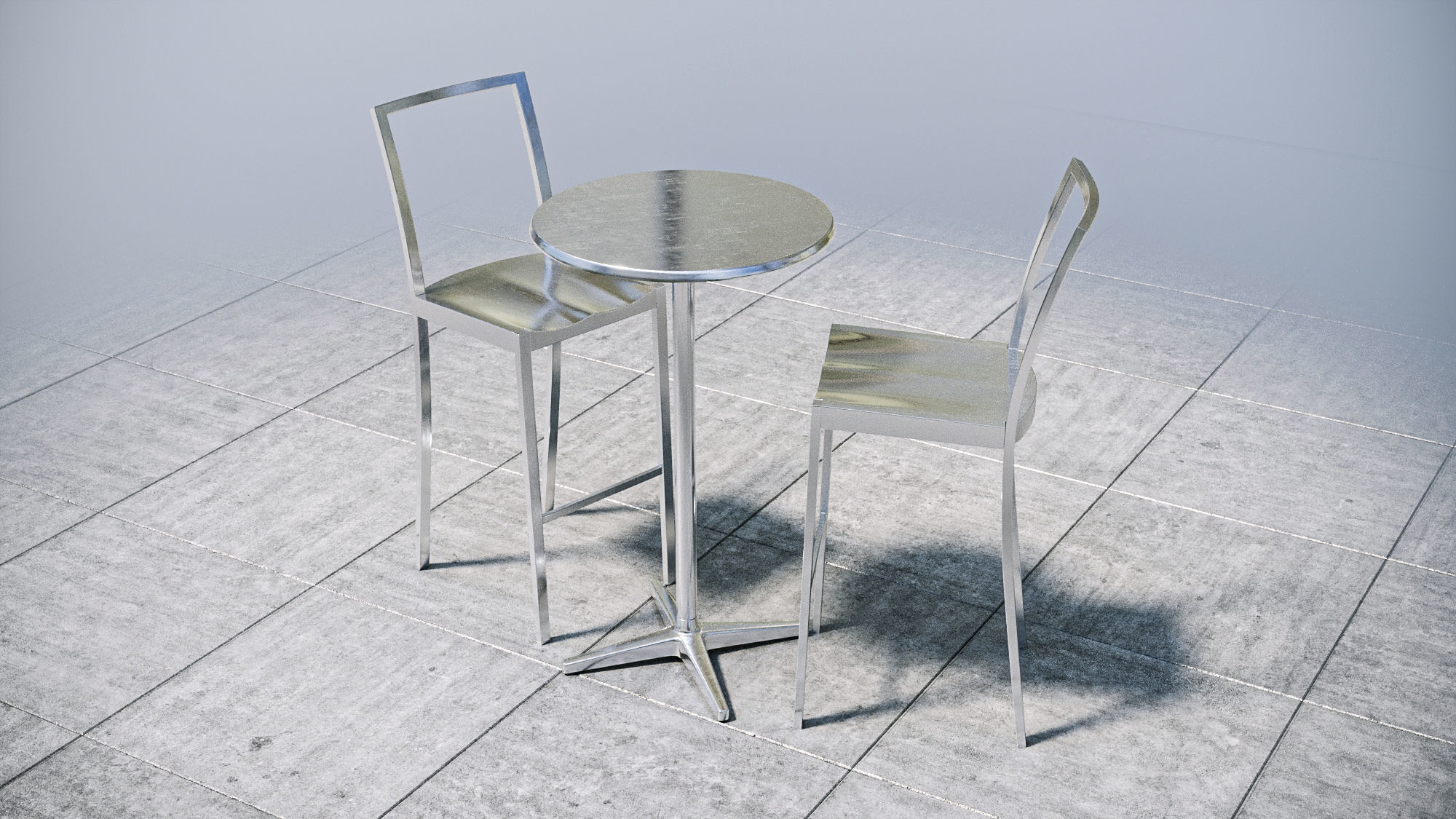 Street cafe or bar furniture set 3D model_12