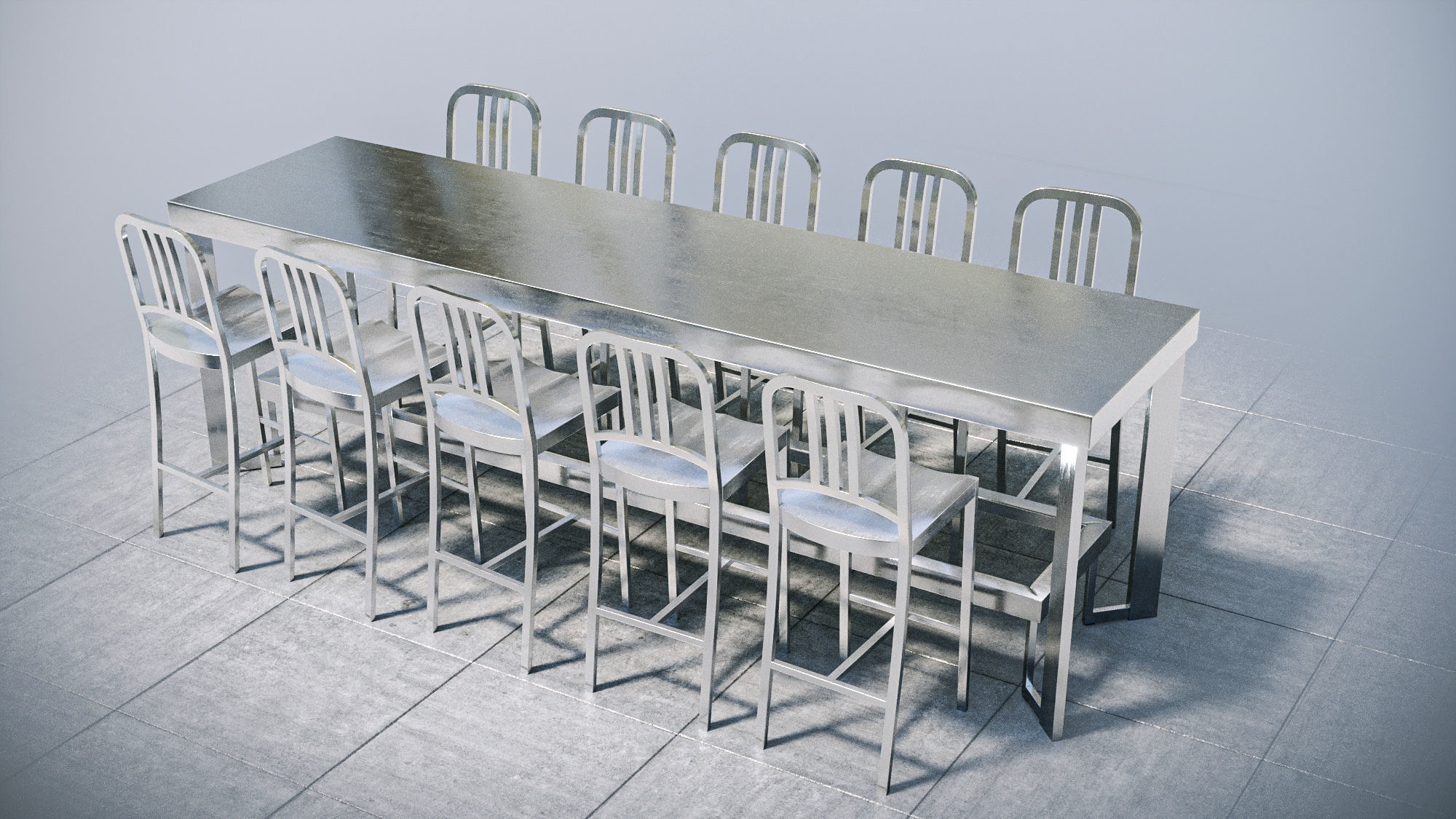Street cafe or bar furniture set 3D model_14