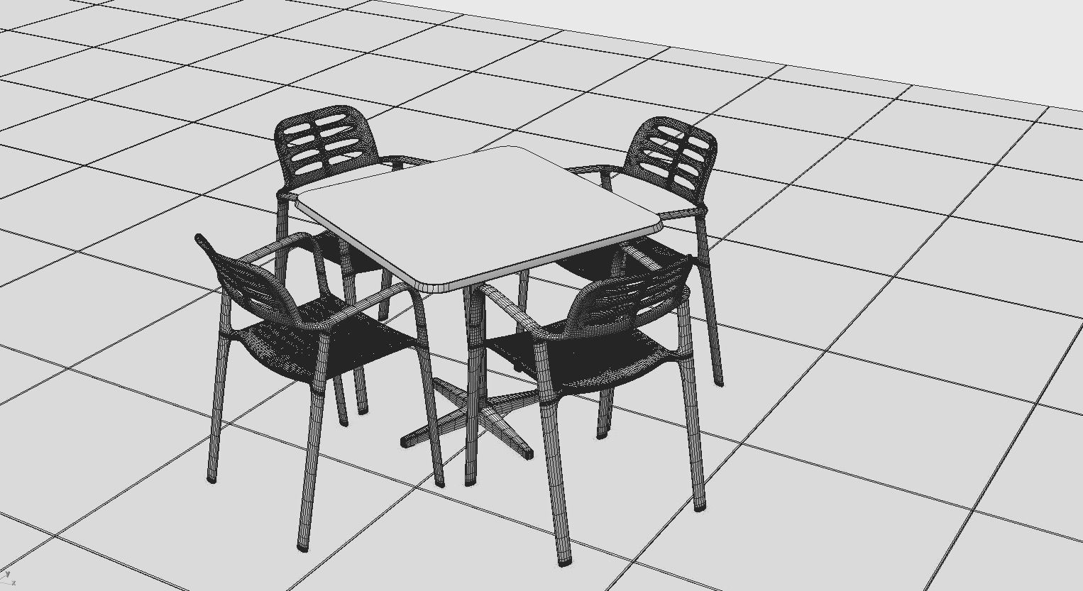 Street cafe or bar furniture set 3D model_15