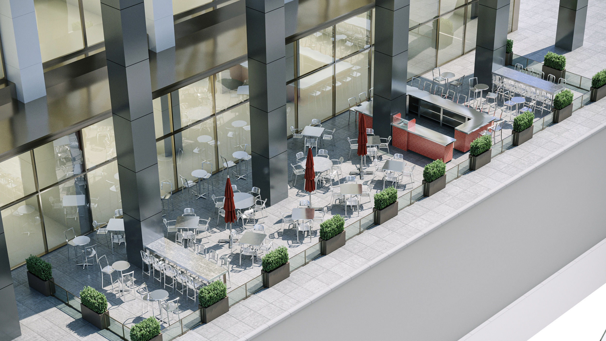 Street cafe or bar furniture set 3D model_6