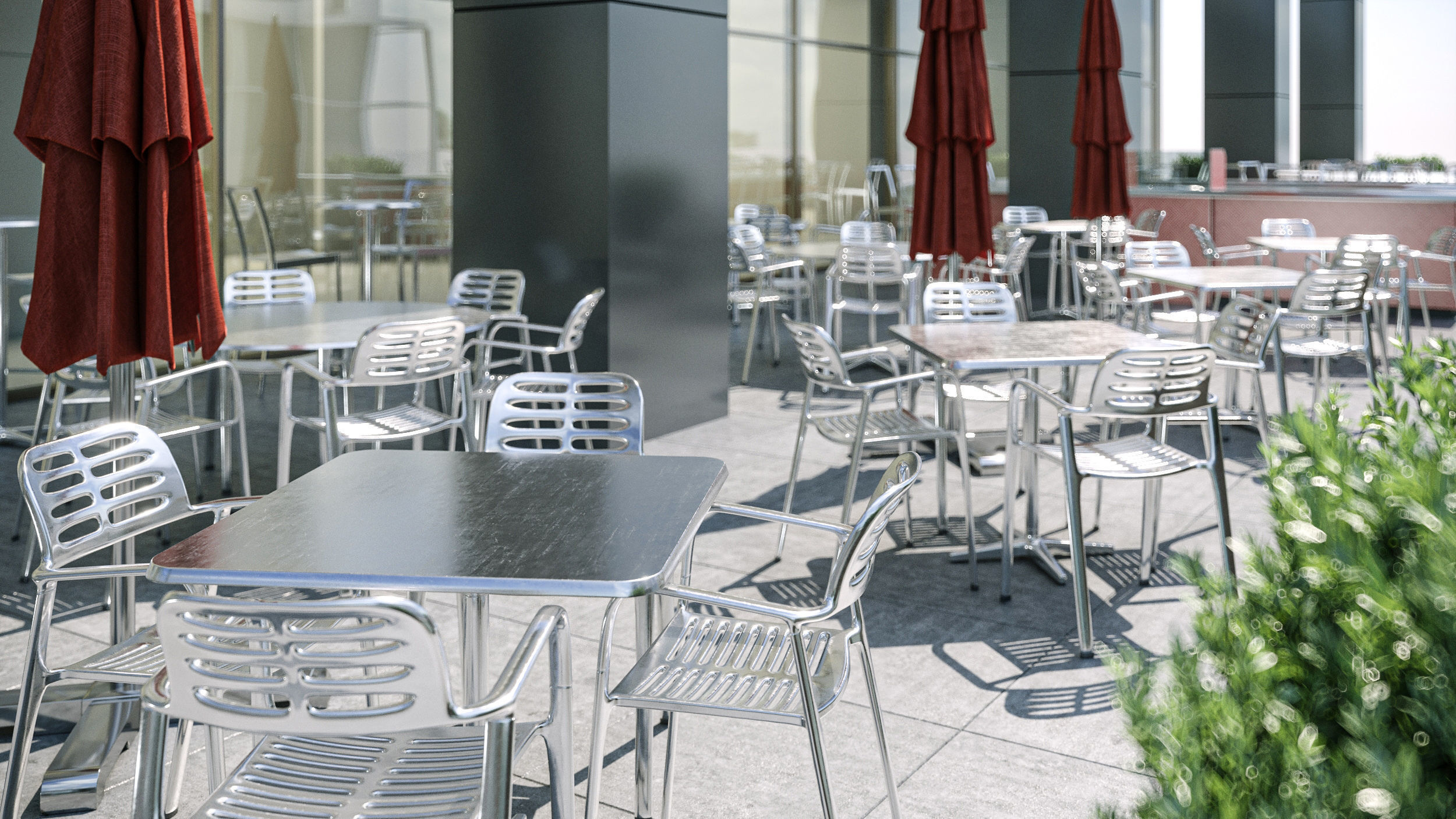 Street cafe or bar furniture set 3D model_3