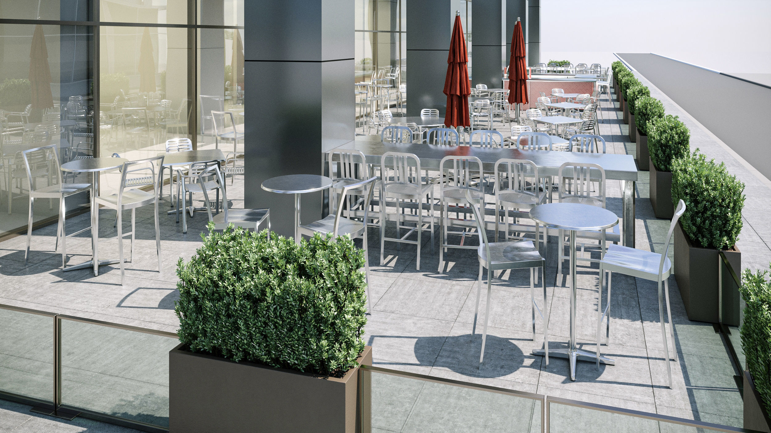 Street cafe or bar furniture set 3D model_9