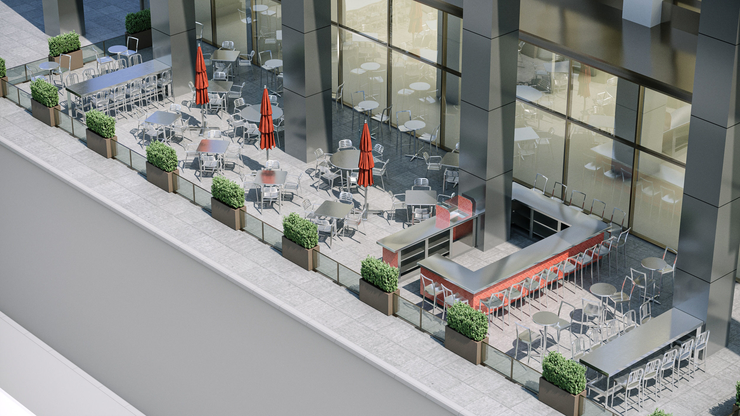 Street cafe or bar furniture set 3D model_2