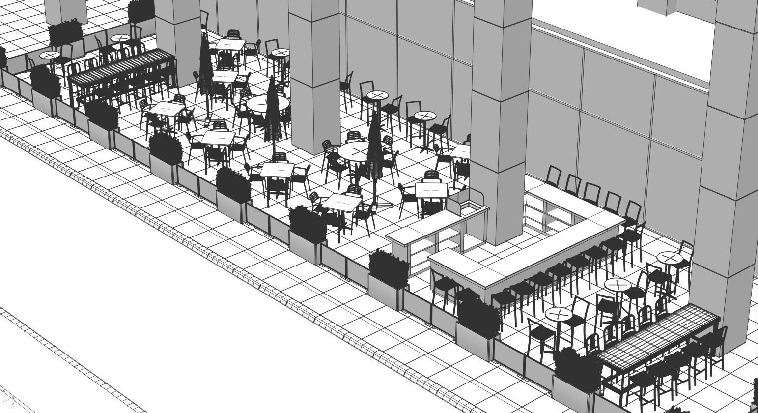 Street cafe or bar furniture set 3D model_23