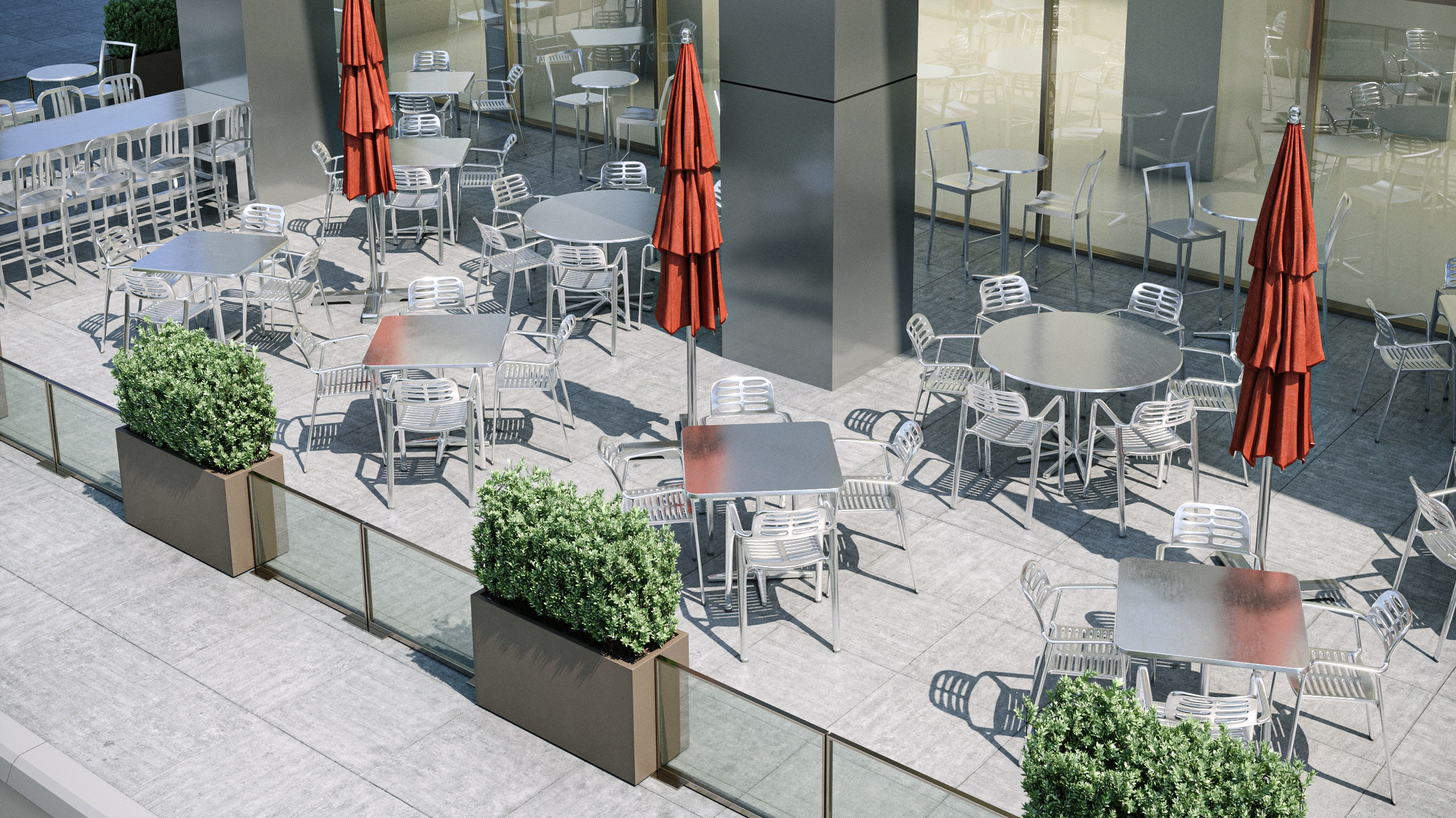 Street cafe or bar furniture set 3D model_4