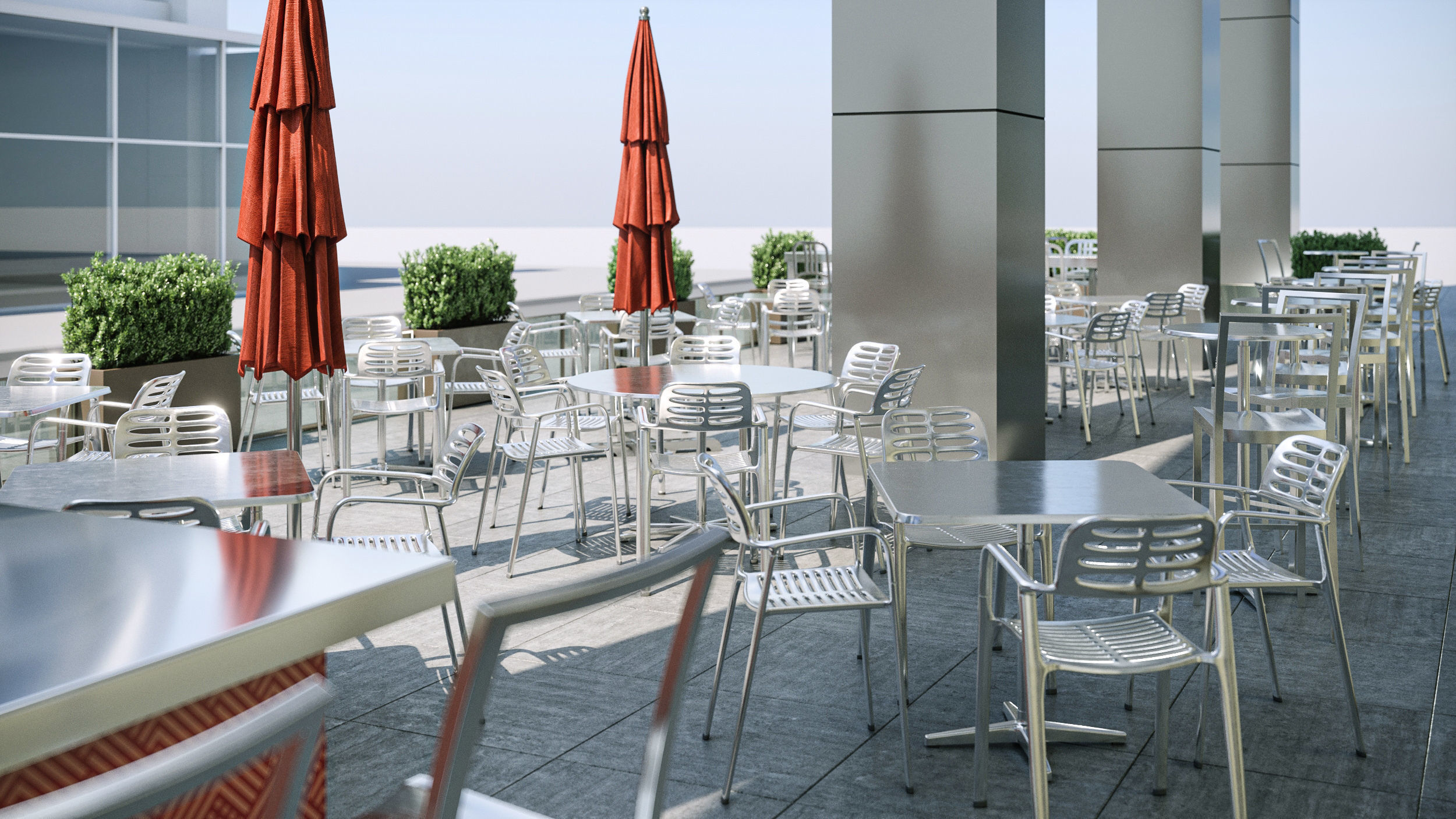 Street cafe or bar furniture set 3D model_7