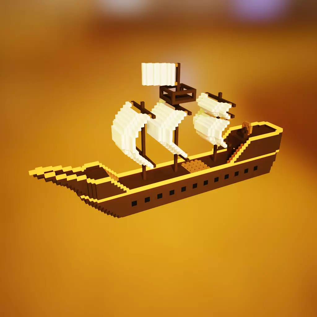 Sailing ship Low-poly 3D model_0
