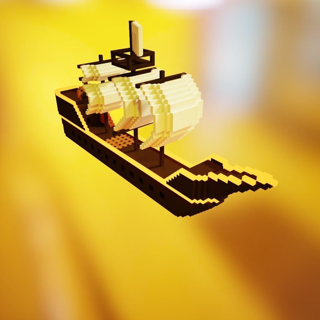 Sailing ship Low-poly 3D model_2