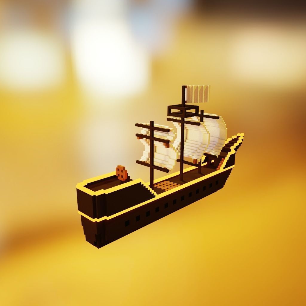 Sailing ship Low-poly 3D model_1