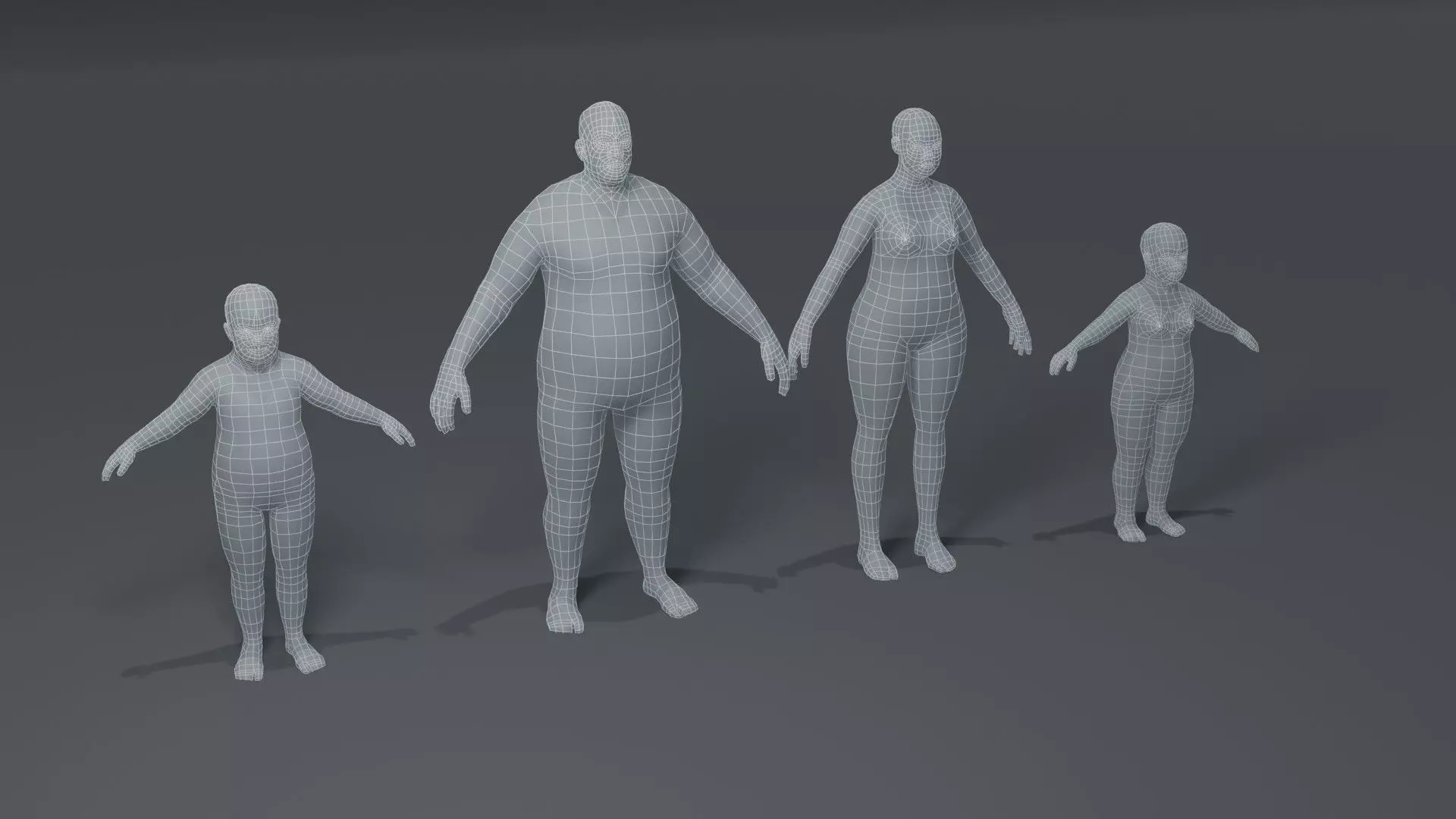 Fat Human Body Base Mesh 3D Model Collection_0