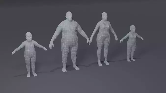Fat Human Body Base Mesh 3D Model Collection