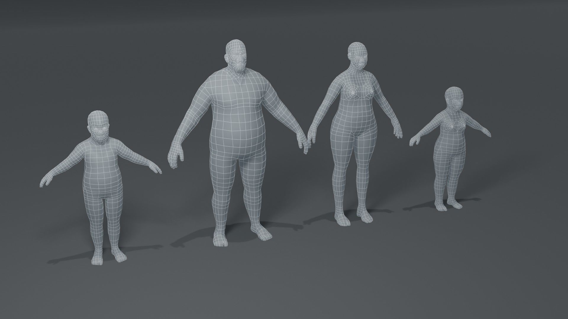 Fat Human Body Base Mesh 3D Model Collection_14