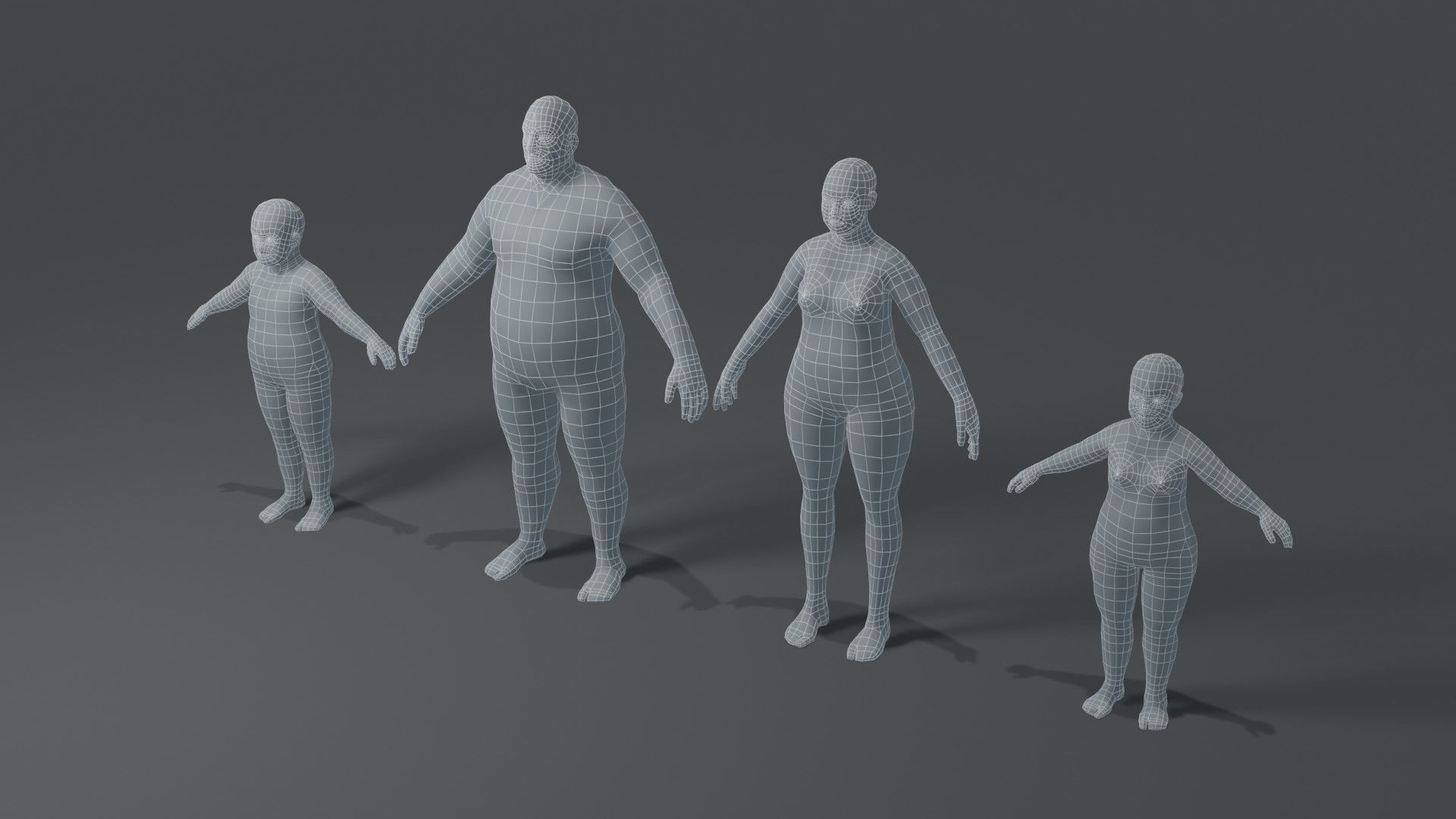 Fat Human Body Base Mesh 3D Model Collection_20