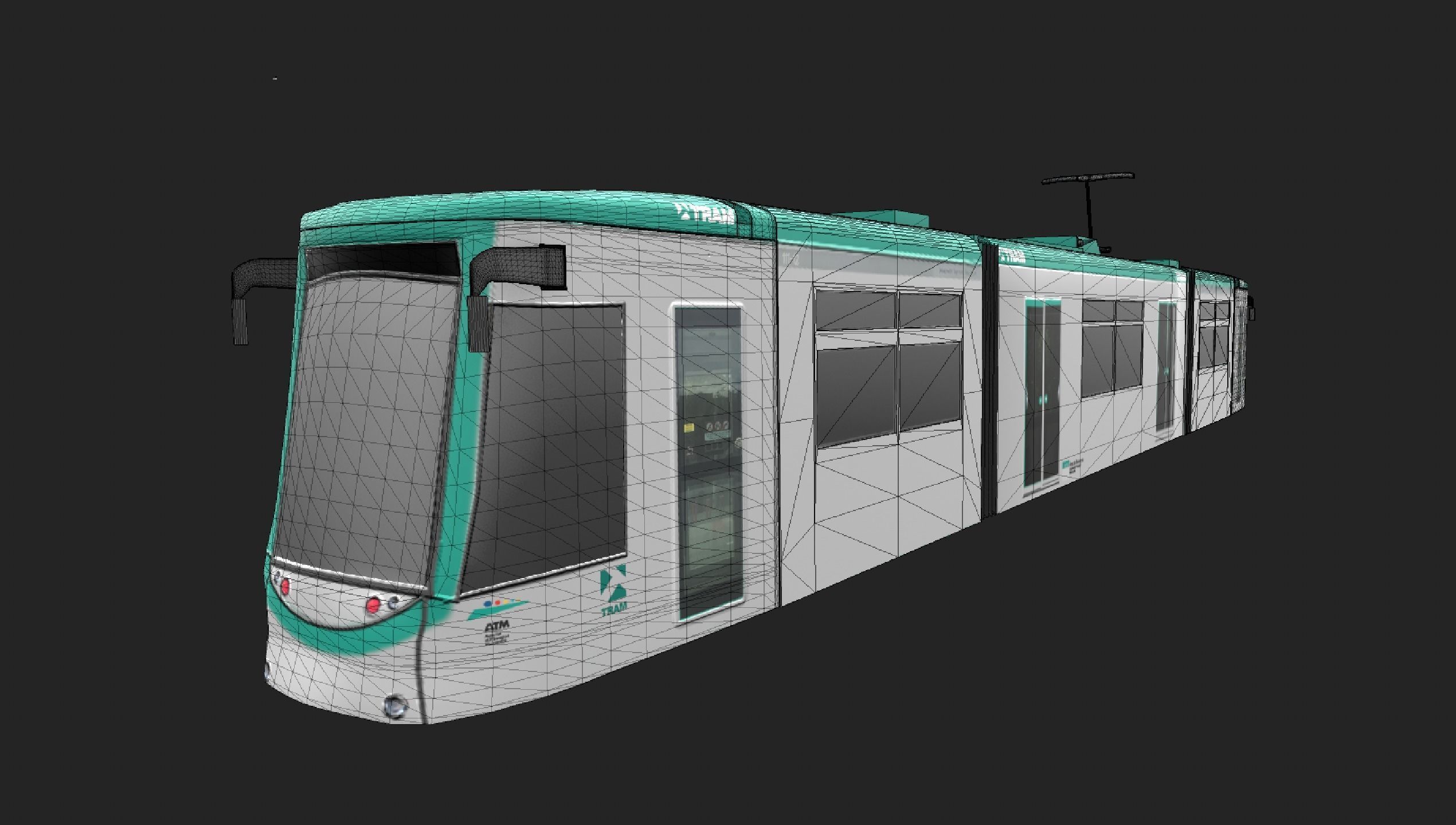 Tram TRAMBAIX Barcelona Low-poly 3D model_6
