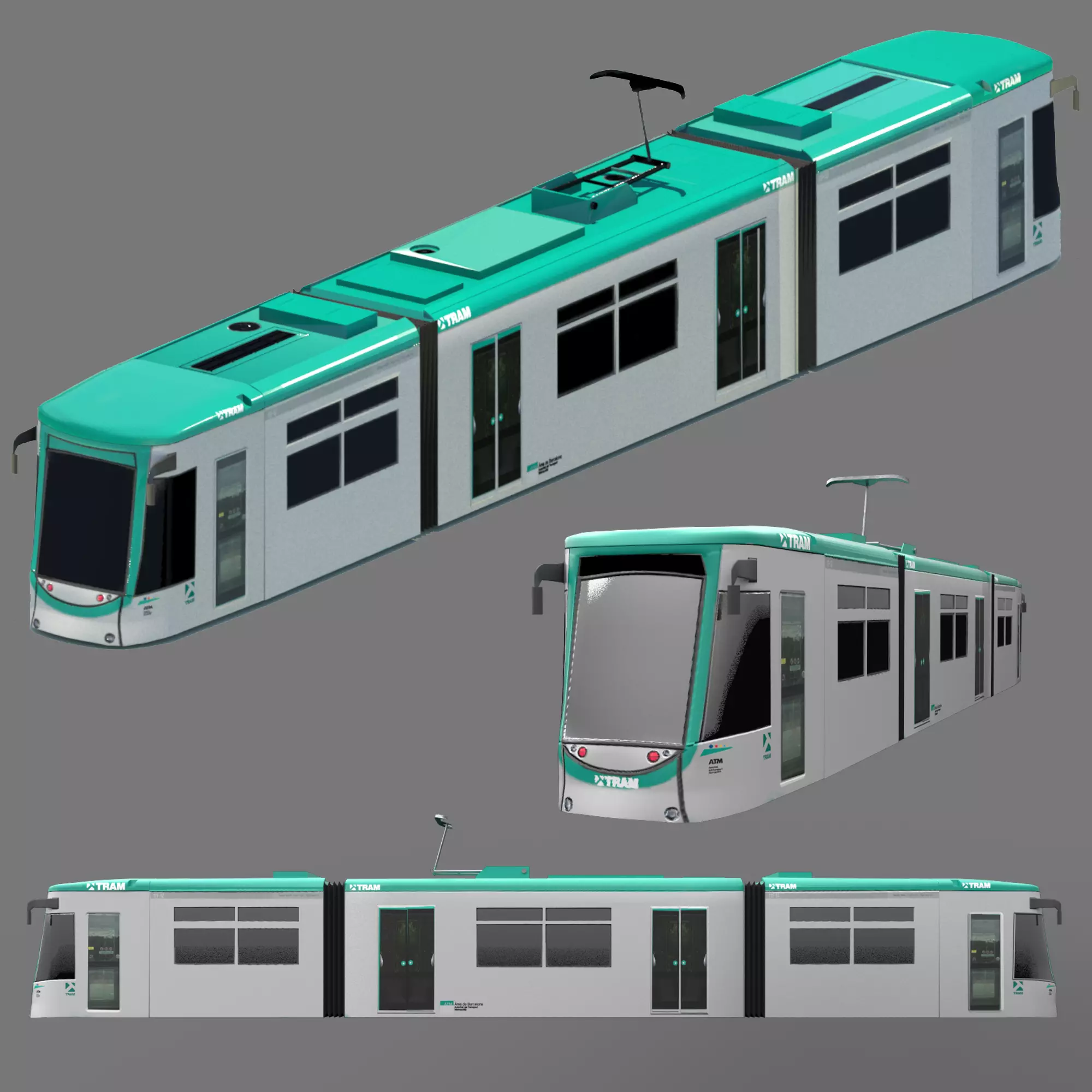 Tram TRAMBAIX Barcelona Low-poly 3D model_0