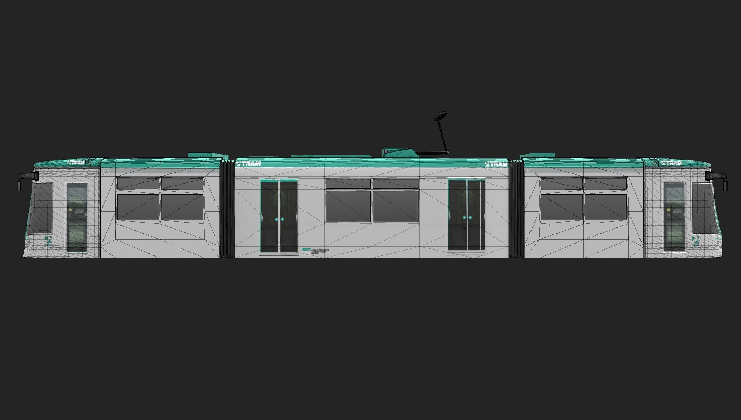 Tram TRAMBAIX Barcelona Low-poly 3D model_7