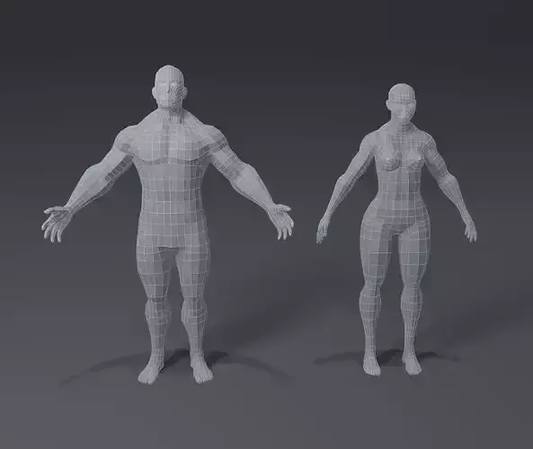 Superhero Muscular Human Body Base Mesh 3D Model Collection