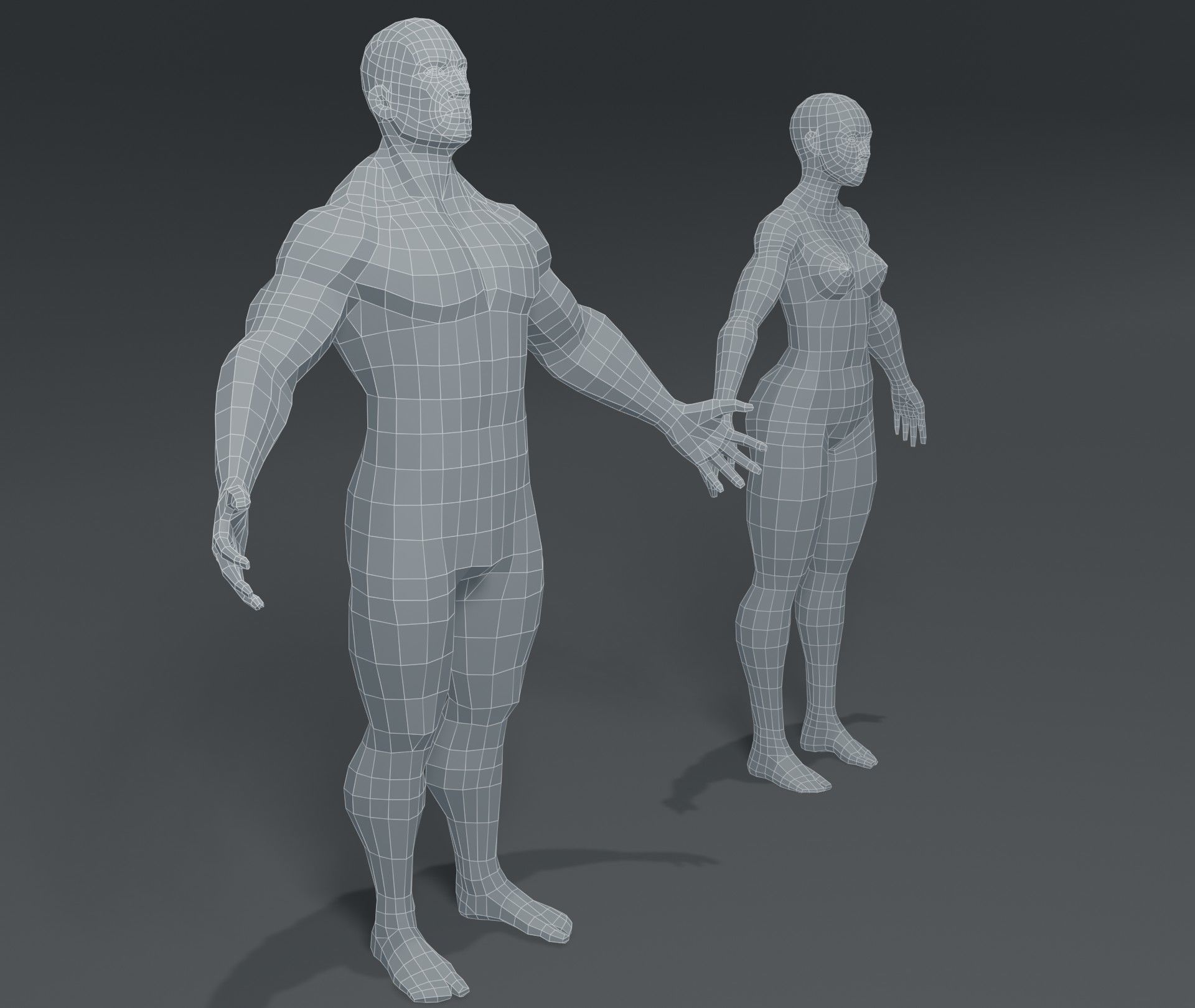 Superhero Muscular Human Body Base Mesh 3D Model Collection_14