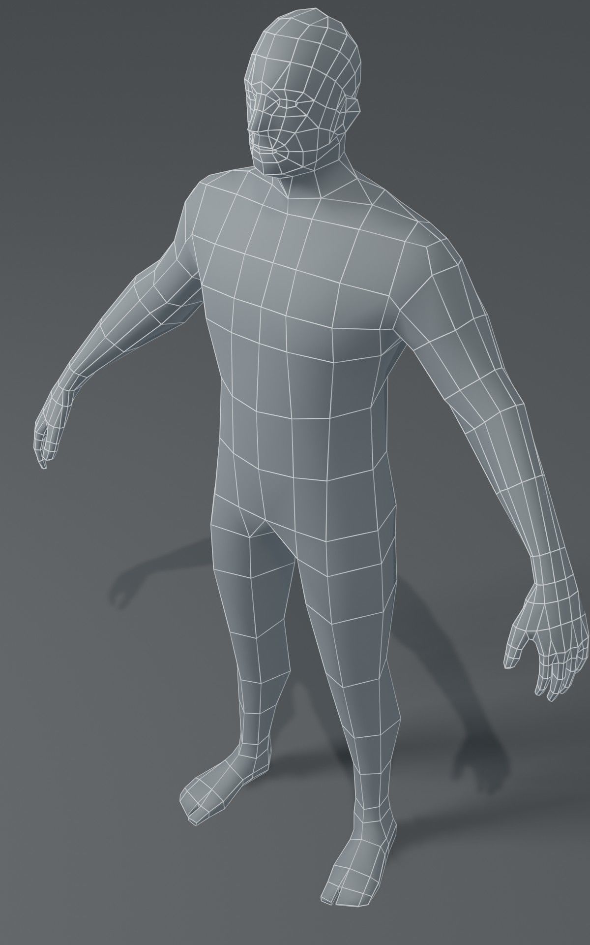 Male Body Base Mesh  3D Model 1000 Polygons Low-poly 3D model_13